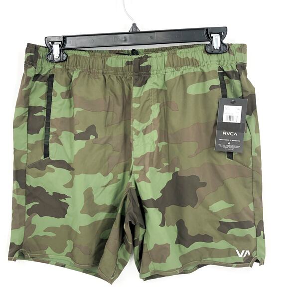 RVCA Men's Yogger IV Shorts Large Green Camouflage Athletic Unlined NWT - Picture 7 of 16